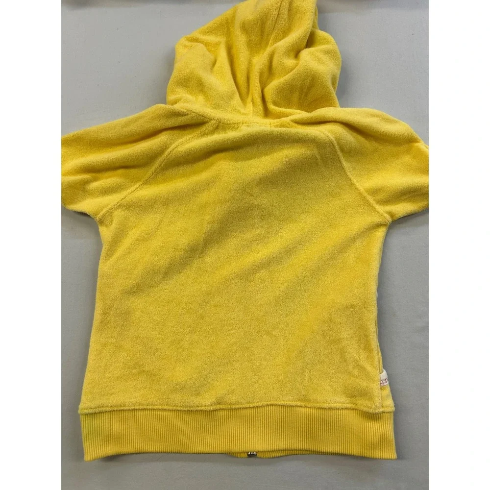 Bonjour Girls Yellow Velour Tracksuit Set Hoodie and Pants Size S 7/8